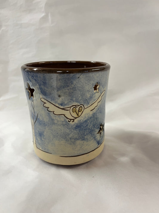 Winter owl and stag tealight